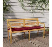 Banco Batavia Con Cojín Rojo Vino Madera Maciza De Teca 150 Cm Vidaxl