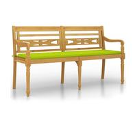 vidaXL Banco Batavia con cojín verde brillo madera maciza teca 150 cm
