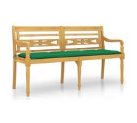 Banco Batavia Con Cojín Verde Madera Maciza De Teca 150 Cm Vidaxl