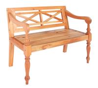 vidaXL Banco Batavia de madera maciza de caoba 2 plazas Marrón claro 98 cm