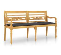 Vidaxl banco batavia con cojín antracita madera maciza de teca 150 cm