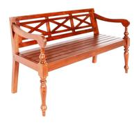 vidaXL Banco Batavia – Madera maciza de caoba 123 cm, marrón oscuro, para jardín