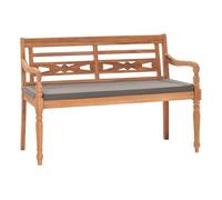 Vidaxl banco batavia madera maciza de teca con cojín gris oscuro 120cm
