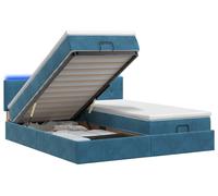 vidaXL: Banco-cama con colchón y luces LED, color azul oscuro, 200 x 200 cm, tapizado en terciopelo