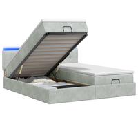 vidaXL: Banco-cama con colchón y luces LED, color gris claro, 200 x 200 cm, tapizado en terciopelo