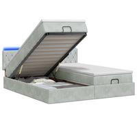 vidaXL: Banco-cama con colchón y luces LED, color gris claro, 200 x 200 cm, tapizado en terciopelo