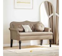 vidaXL Banco Chesterfield Capuchino 120.5 x 65 x 75 cm Cuero sintético