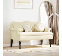 vidaXL Banco Chesterfield Crema 120.5 x 65 x 75 cm Cuero sintético
