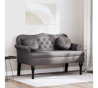 vidaXL Banco Chesterfield Gris 120.5 x 65 x 75 cm Cuero sintético