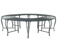 vidaXL Banco circular Baumbank, capacidad para 8 personas, diámetro 160 cm, altura 44 cm, acero, color gris plateado