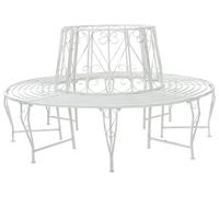 vidaXL Banco circular Baumbank, capacidad para 8 personas, diámetro 160 cm, altura 89 cm, acero, color blanco envejecido