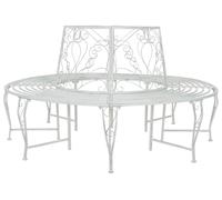 vidaXL Banco circular Baumbank, capacidad para 8 personas, diámetro 160 cm, altura 89 cm, acero, color blanco envejecido