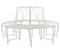 vidaXL Banco circular Baumbank, capacidad para 8 personas, diámetro 160 cm, altura 89 cm, acero, color blanco envejecido