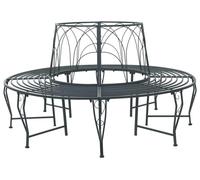 vidaXL Banco circular Baumbank, capacidad para 8 personas, diámetro 160 cm, altura 89 cm, acero, color gris plateado