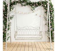 vidaXL Banco Columpio Acero 109 x 75 x 59 cm Blanco antiguo