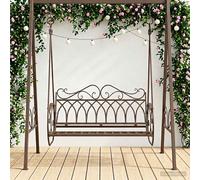 vidaXL Banco Columpio Acero 112 x 60 x 126,5 cm Marrón antiguo