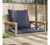vidaXL Banco columpio con cojines ratán sintético gris 63x62x40 cm