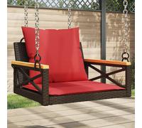 vidaXL Banco columpio con cojines ratán sintético marrón 63x62x40 cm