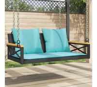 vidaXL Banco columpio con cojines ratán sintético negro 109x62x40 cm