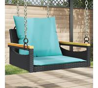 vidaXL Banco columpio con cojines ratán sintético negro 63x62x40 cm
