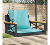 vidaXL Banco columpio con cojines ratán sintético negro 63x62x40 cm