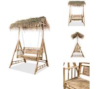 vidaXL Banco columpio para 2 personas con diseño de hojas de palmera y bambú, 202 cm - Columpios estilo Hollywood