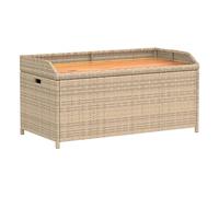 Vidaxl banco con almacenaje acacia ratán pe beige mezcla 100x50x52 cm