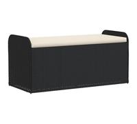 vidaXL Banco con Almacenaje con Cojín, Asiento Exterior, Caja Almacenamiento, Mueble Banco para Patio Jardín, Ratán Sintético Negro