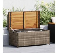 vidaXL Banco con almacenaje Madera Acacia ratán PE Gris 100x50x52 cm