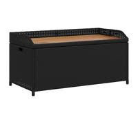 vidaXL Banco con almacenaje madera acacia y ratán PE 100x50x52 cm Negro/Beige mezcla/Gris