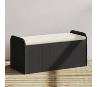 vidaXL Banco con almacenaje y cojín ratán sintético negro 115x51x52 cm