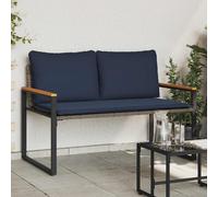vidaXL Banco con cojín Gris y azul marino 115 x 65 x 72 cm Ratán