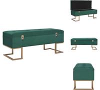 vidaXL Banco con compartimento de almacenamiento de 105 cm, color verde, tapizado en terciopelo - Bancos para recibidores y pasillos