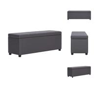 vidaXL Banco con compartimento de almacenamiento de 116 cm, color gris, tapizado en cuero sintético - Bancos para recibidores y pasillos