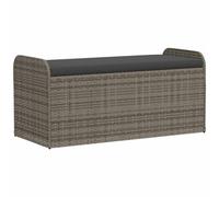 vidaXL Banco de Almacenaje con Cojín, Asiento Exterior, Caja Almacenamiento, Mueble Banco para Patio Jardín Terraza, Ratán Sintético Gris