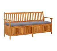 vidaXL Banco de almacenaje con cojín madera maciza de acacia 170 cm