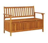 vidaXL Banco de almacenaje de jardín madera de acacia maciza 120 cm en color Marrón/Marrón y blanco