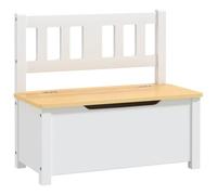 vidaXL Banco de Almacenaje para Niños, Silla Infantil con Respaldo, Baúl para Juguetes, Asiento para Dormitorio Sala de Juegos, MDF Blanco y Beige