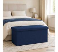 vidaXL Banco de almacenamiento plegable Azul Lino