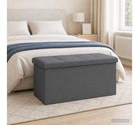 vidaXL Banco de almacenamiento plegable Gris Claro Lino