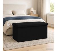 vidaXL Banco de almacenamiento plegable Negro Lino