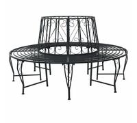 vidaXL Banco de Árbol Ø 160 x 89 cm Acero Negro Redondo