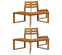 vidaXL Banco de Árbol 2 uds. 160 x 140 x 86 cm Madera de Acacia Sólida