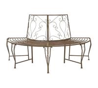 vidaXL Banco de árbol 4-Número de asientos 160 x 80 x 89 cm Acero Marrón antiguo, Banco elegante para exteriores, acero resistente a la intemperie, muebles de jardín modernos para patio y patio