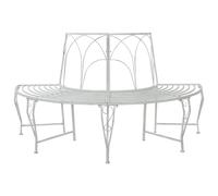 vidaXL Banco de árbol 4-Número de asientos 160 x 80 x 89 cm Acero Blanco antiguo, Banco elegante para exteriores, acero resistente a la intemperie, muebles de jardín modernos para patio y patio