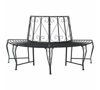 vidaXL Banco de Árbol 4-Número de plazas 160 x 80 x 89 cm Acero Negro