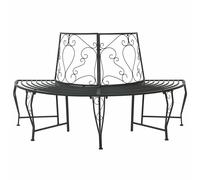 vidaXL Banco de Árbol 4-Número de plazas 160 x 80 x 89 cm Acero Negro