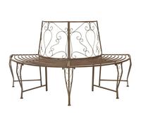 vidaXL Banco de árbol 4-Número de asientos 160 x 80 x 89 cm Acero Marrón antiguo, Banco elegante para exteriores, acero resistente a la intemperie, muebles de jardín modernos para patio y patio