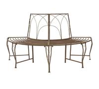 vidaXL Banco de árbol 4-Número de asientos 160 x 80 x 89 cm Acero Marrón antiguo, Banco elegante para exteriores, acero resistente a la intemperie, muebles de jardín modernos para patio y patio