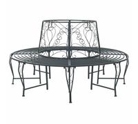 vidaXL Banco de Árbol 8-Número de plazas Ø 160 x 89 cm Acero